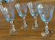 Fostoria Navarre Blue Etched Large Claret Wine Glasses, Lot Of 4 Vintage Perfect