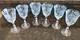 Fostoria Navarre Blue Etched Large Claret Wine Glasses, Lot Of 6 Vintage Perfect