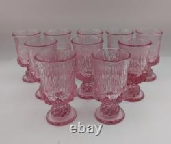 Fostoria Sorrento Pink Pedestal Wine Glasses 5 Set of 10 Vintage 70s
