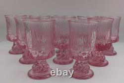 Fostoria Sorrento Pink Pedestal Wine Glasses 5 Set of 10 Vintage 70s