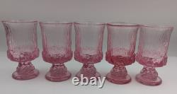 Fostoria Sorrento Pink Pedestal Wine Glasses 5 Set of 10 Vintage 70s