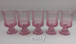 Fostoria Sorrento Pink Pedestal Wine Glasses 5 Set of 10 Vintage 70s