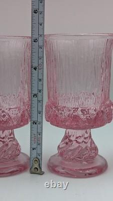 Fostoria Sorrento Pink Pedestal Wine Glasses 5 Set of 10 Vintage 70s