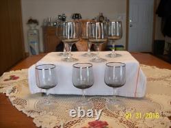 Fostoria Vgt Stemmed Platinum Trim With Smokey Gray Bowl 8 Claret Wine Glasses