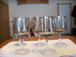 Fostoria Vgt Stemmed Platinum Trim With Smokey Gray Bowl 8 Claret Wine Glasses