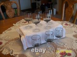Fostoria Vgt Stemmed Platinum Trim With Smokey Gray Bowl 8 Claret Wine Glasses