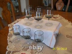 Fostoria Vgt Stemmed Platinum Trim With Smokey Gray Bowl 8 Claret Wine Glasses