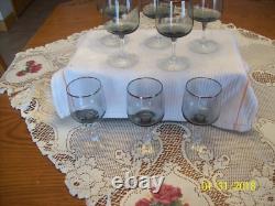Fostoria Vgt Stemmed Platinum Trim With Smokey Gray Bowl 8 Claret Wine Glasses