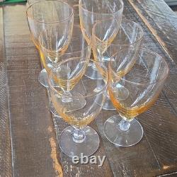 Fostoria Vintage Stemmed Juice Glass Set of 6 Vogue Gold Tint Stem 6099, 4 7/8