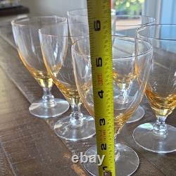Fostoria Vintage Stemmed Juice Glass Set of 6 Vogue Gold Tint Stem 6099, 4 7/8