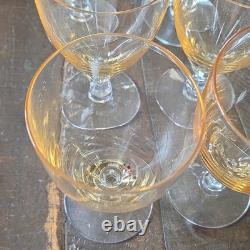 Fostoria Vintage Stemmed Juice Glass Set of 6 Vogue Gold Tint Stem 6099, 4 7/8