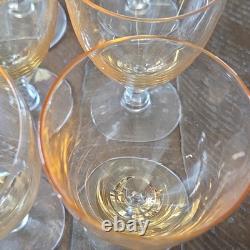 Fostoria Vintage Stemmed Juice Glass Set of 6 Vogue Gold Tint Stem 6099, 4 7/8
