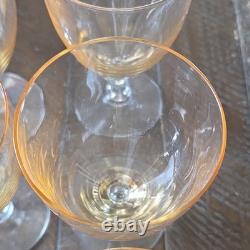 Fostoria Vintage Stemmed Juice Glass Set of 6 Vogue Gold Tint Stem 6099, 4 7/8