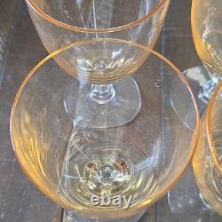 Fostoria Vintage Stemmed Juice Glass Set of 6 Vogue Gold Tint Stem 6099, 4 7/8
