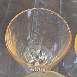 Fostoria Vintage Stemmed Juice Glass Set of 6 Vogue Gold Tint Stem 6099, 4 7/8