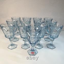 Fostoria Virginia Blue Wine Glasses Set 13 USA MCM Glassware 6 Goblet Vintage