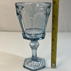 Fostoria Virginia Blue Wine Glasses Set 13 USA MCM Glassware 6 Goblet Vintage