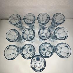 Fostoria Virginia Blue Wine Glasses Set 13 USA MCM Glassware 6 Goblet Vintage