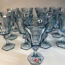 Fostoria Virginia Blue Wine Glasses Set 13 USA MCM Glassware 6 Goblet Vintage