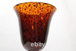 Four Vintage 1950s Italian Tortoise Shell Crystal Handmade Balled Wine Glasses