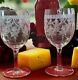 Four Vintage Etched Optic Wine Glasses, Unique shaped Fostoria pattern