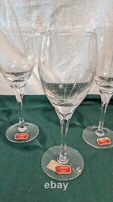 GORHAM Jolie Vintage Crystal Tall Wine Glasses, Set of 3, Blown Etched NICE