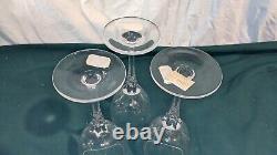 GORHAM Jolie Vintage Crystal Tall Wine Glasses, Set of 3, Blown Etched NICE