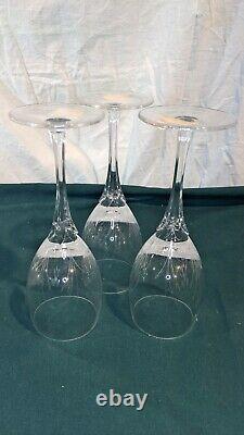 GORHAM Jolie Vintage Crystal Tall Wine Glasses, Set of 3, Blown Etched NICE