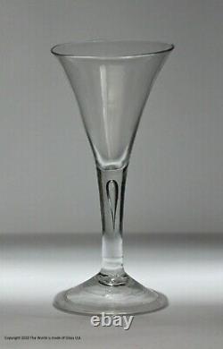 Georgian English plain stem wine glass, air tear, folded foot