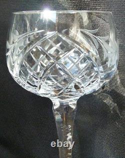 German Hand Cut Lead Crystal tall 6 oz wine goblets 10 glasses faceted stem