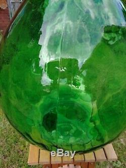 Giant VTG 26 Green Blown Glass Bottle AMBROSIO 54L Demijohn ITALY Wine Making