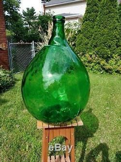 Giant VTG 26 Green Blown Glass Bottle AMBROSIO 54L Demijohn ITALY Wine Making