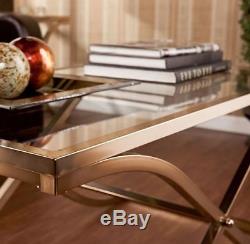Glass Coffee Table Vintage Style Home Brass Cocktail Decor Fancy Wine Room NEW