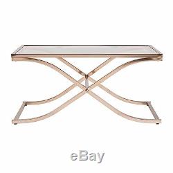 Glass Coffee Table Vintage Style Home Brass Cocktail Decor Fancy Wine Room NEW