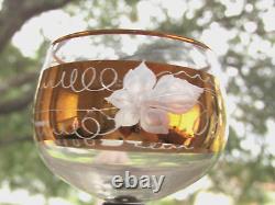 Goebel Hummel Stem Gold Grape 5 Vintage Cordial Wine Glasses Made in Germany