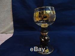 Goebel Hummel Wine Glass Figurines Vtg Rhine Wine Lot Boy Girl Pair 8 Gold