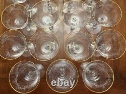 Golden Lace by Fostoria Water Wine Glasses Set of 10 Vintage Goblet withGold 6.6