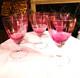 Gorgeous Set Of 6 Vintage Pink Crystal Cranberry' Optic'wine Glasses, 6.75''h