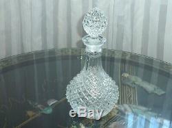 Gorgeous Vintage Crystal Decanter & 5 Wine Glasses On Silver Plated Tray Bohemia