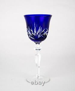 Gorham Cherrywood Cobalt Blue Cut to Clear Hock Wine Glasses Set of 2 Vintage