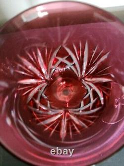 Gorham Cherrywood Ruby Red Cut to Clear Hock Wine Glasses Set of 2 Vintage