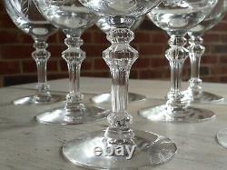 Great ANTIQUE Vtg Set of 9 TIFFIN CUT Crystal MADIERA Pattern WINE GLASSES Glass