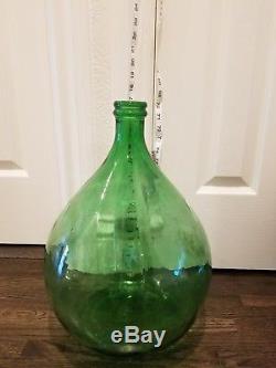 HUGE Antique Demijohn Carboy Green Wavy Imperfect Vintage Glass Wine Jug