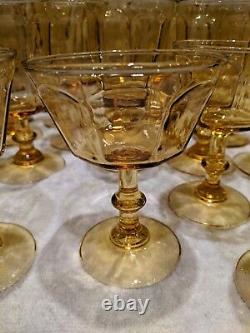 HUGE Set of 38 Lenox Antique Yellow Stemware Water Champagne Wine Sherbet