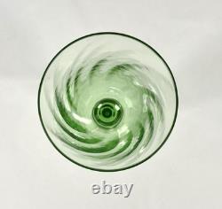 Hand Blown Green Glass Wine Goblets Set 6 Vintage Bubbles Pontil