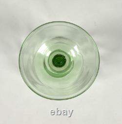 Hand Blown Green Glass Wine Goblets Set 6 Vintage Bubbles Pontil