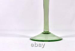 Hand Blown Green Glass Wine Goblets Set 6 Vintage Bubbles Pontil