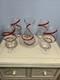 Handblown Vintage Pier 1 Red Swirline Balloon Wine Glasses and Decanter Set Of 4