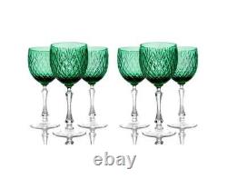 Handmade 280ml/9.5oz Vintage Green Cut Crystal Red White Wine Glasses Set of 6