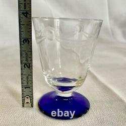 Huge Lot/Collection 26 VTG Etched Crystal Cobalt Blue Stemware Cocktail Glasses